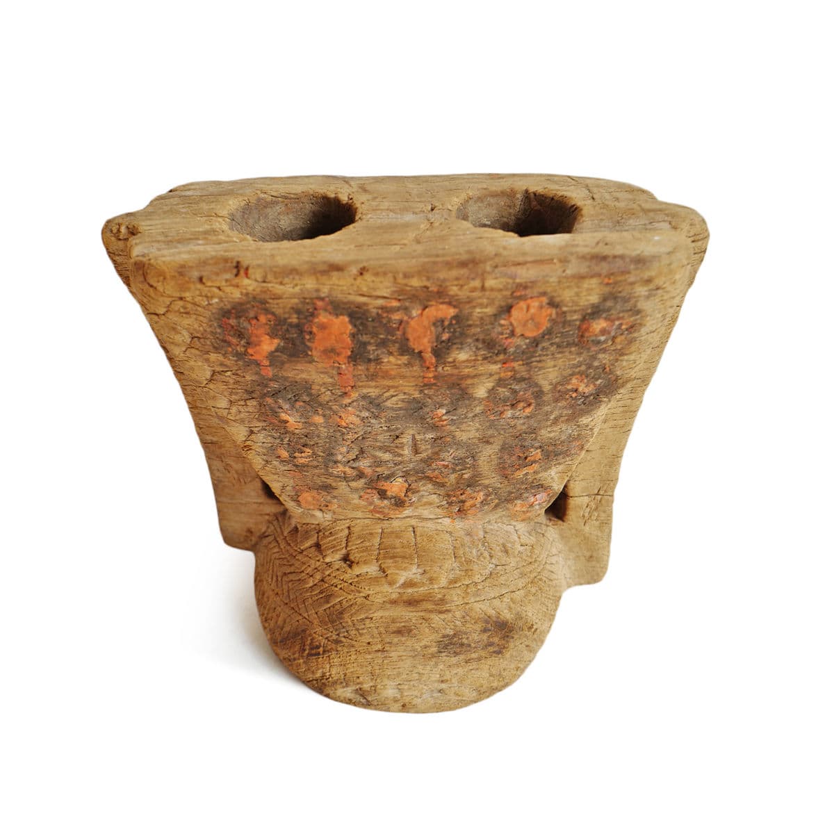 Antique Rajasthan Village Wood Candle Stand - Thumbnail 2