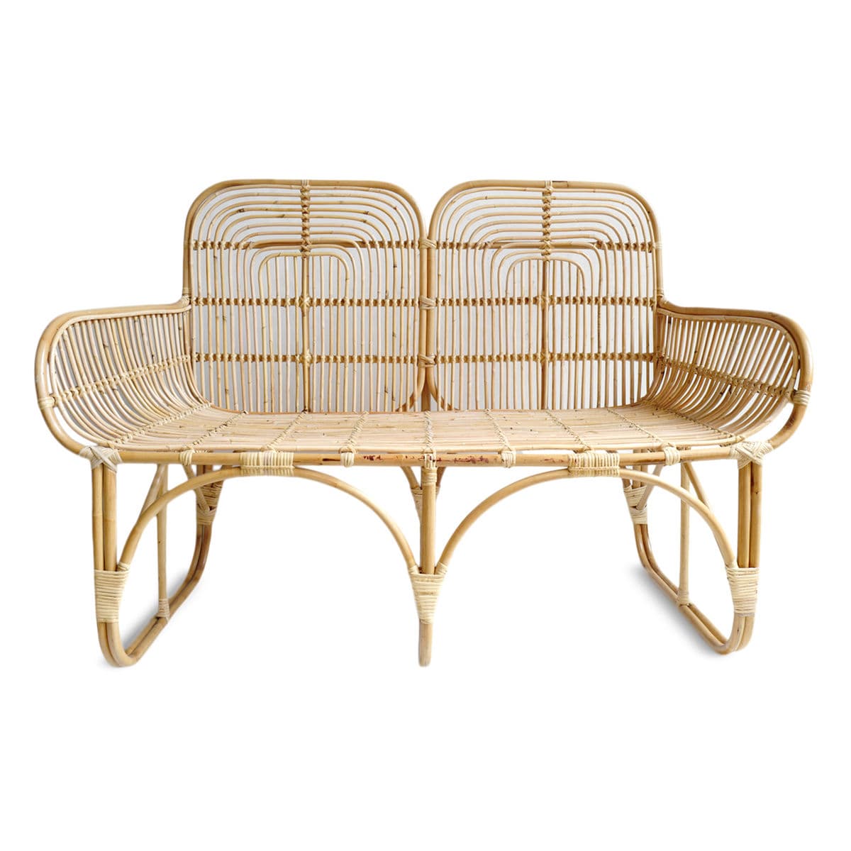 Double Deco Raw Rattan Bench - Thumbnail 2