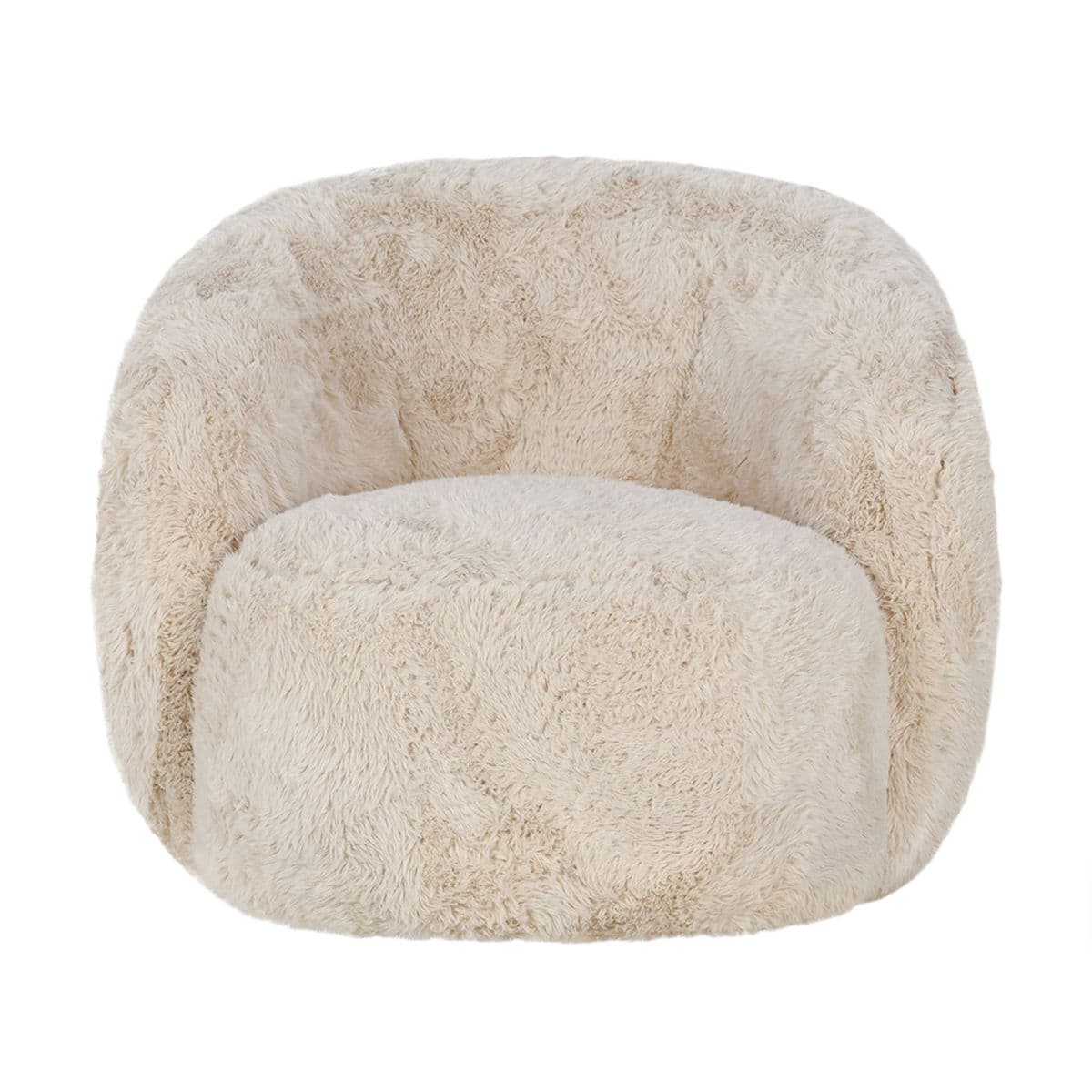 Ivory Fur Swivel Club Chair - Thumbnail 2