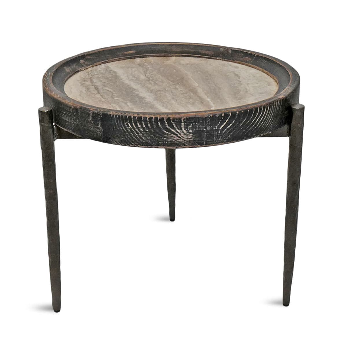 Alpine Marble & Elm Side Table - Thumbnail 2