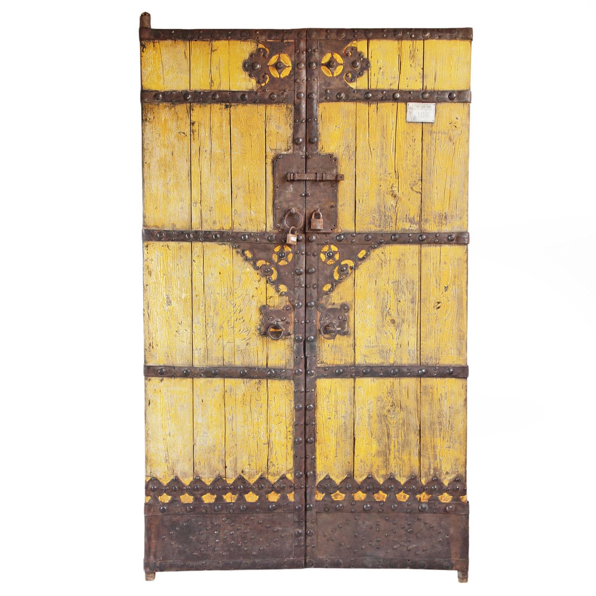 Vintage Yellow Chinese Wood Door - Thumbnail 2