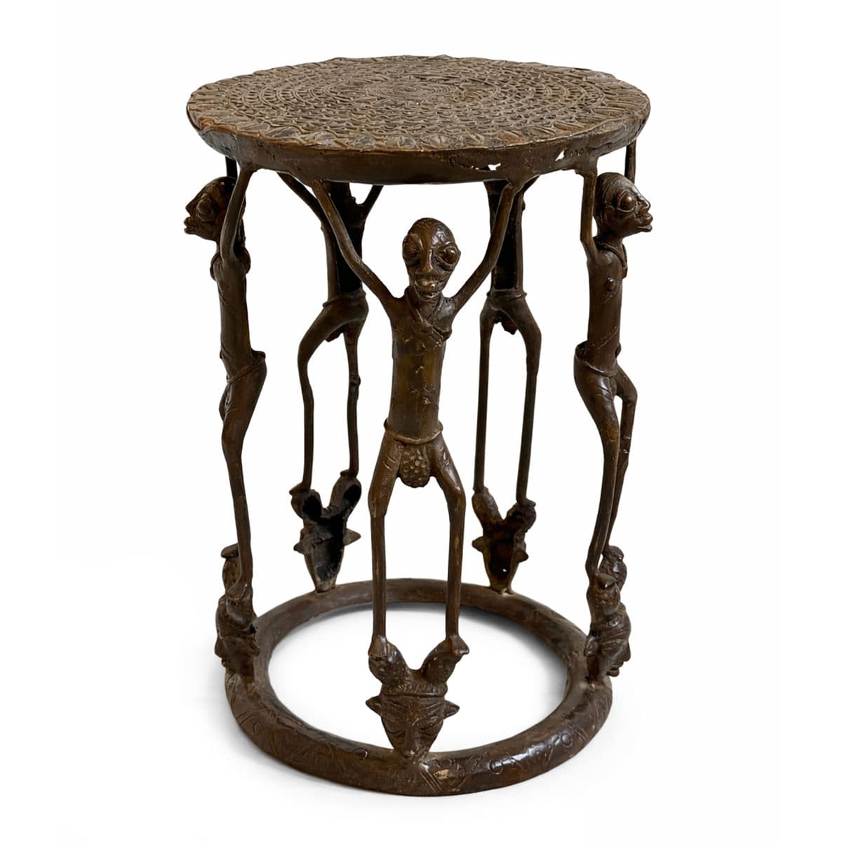 Vintage Bronze Tikar Stool - Thumbnail 2