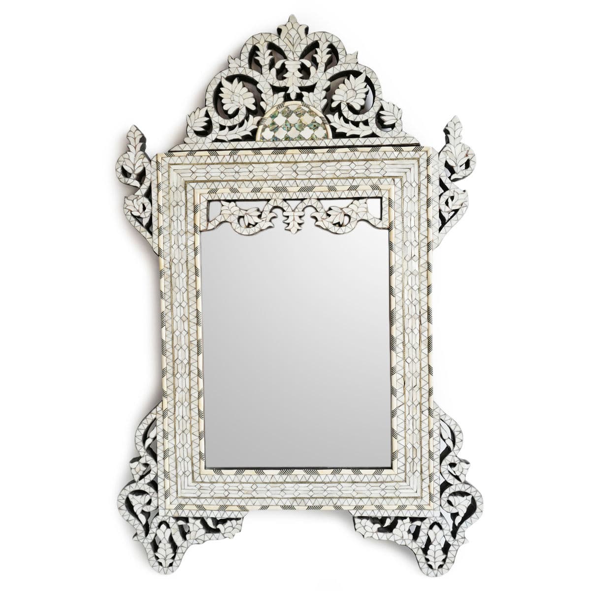 Syrian Mother of Pearl Floral Mirror - Thumbnail 2