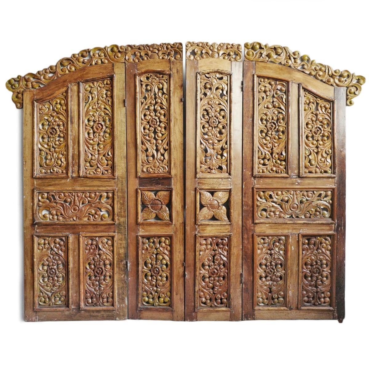 Antique Balinese Carved Wall Panel Doors - Thumbnail 2