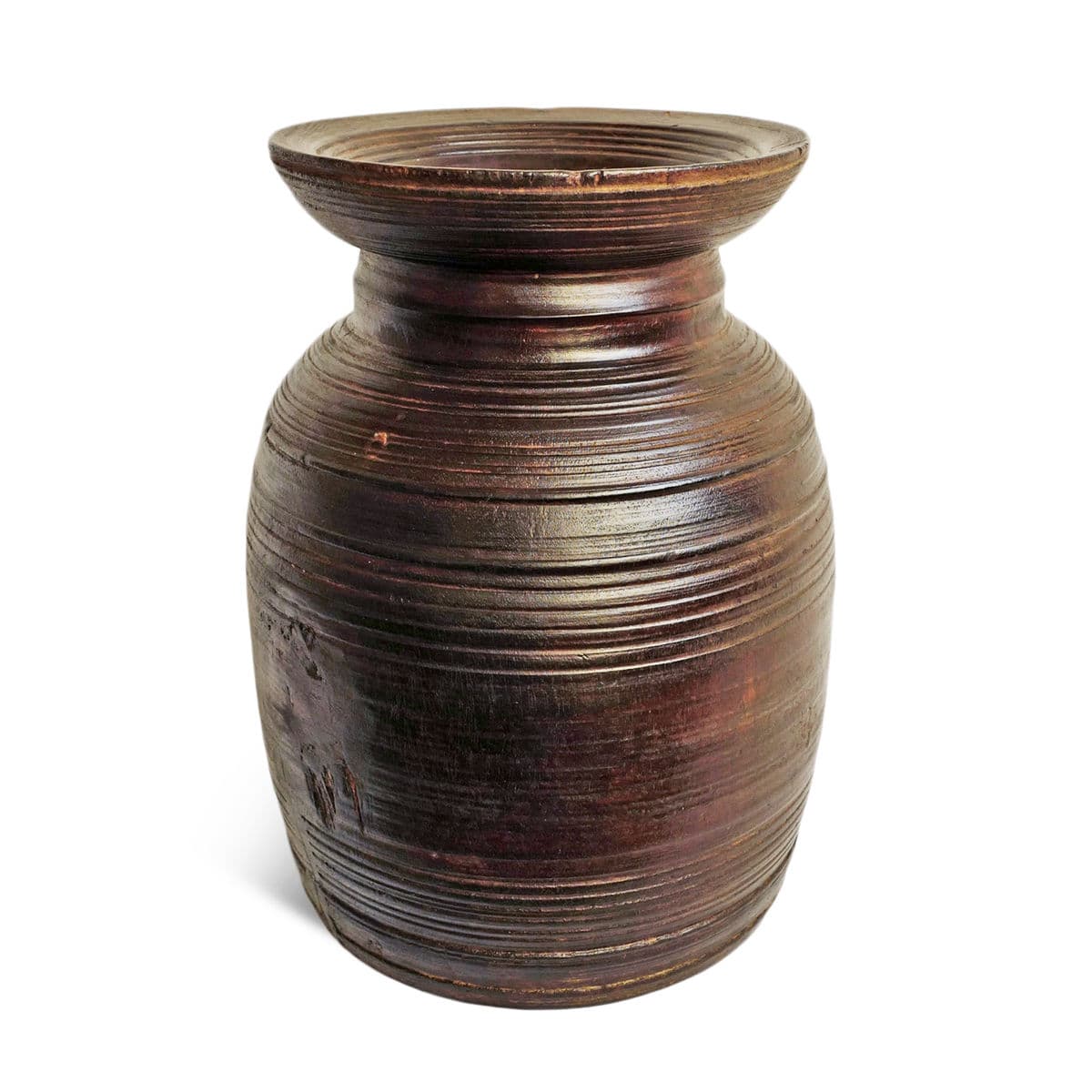 Vintage India Wood Carved Pot - Thumbnail 2