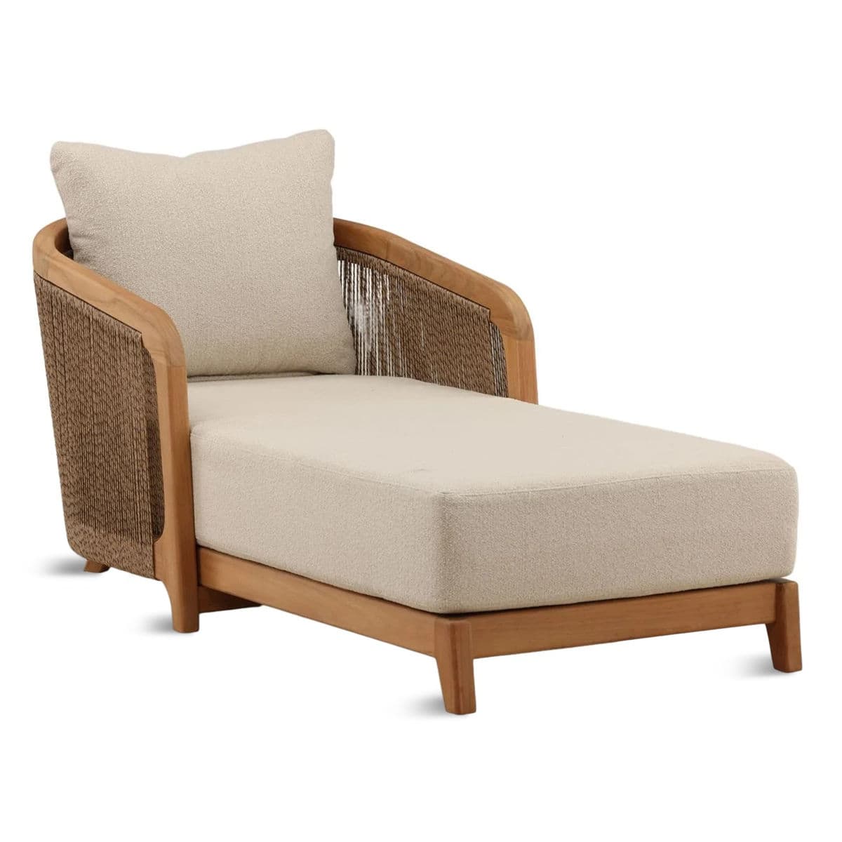 Rope Wrapped Teak Outdoor Chaise - Thumbnail 2