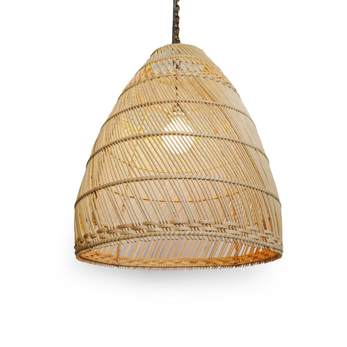 Natural Wicker Basket Bell Lantern Small - Thumbnail 2