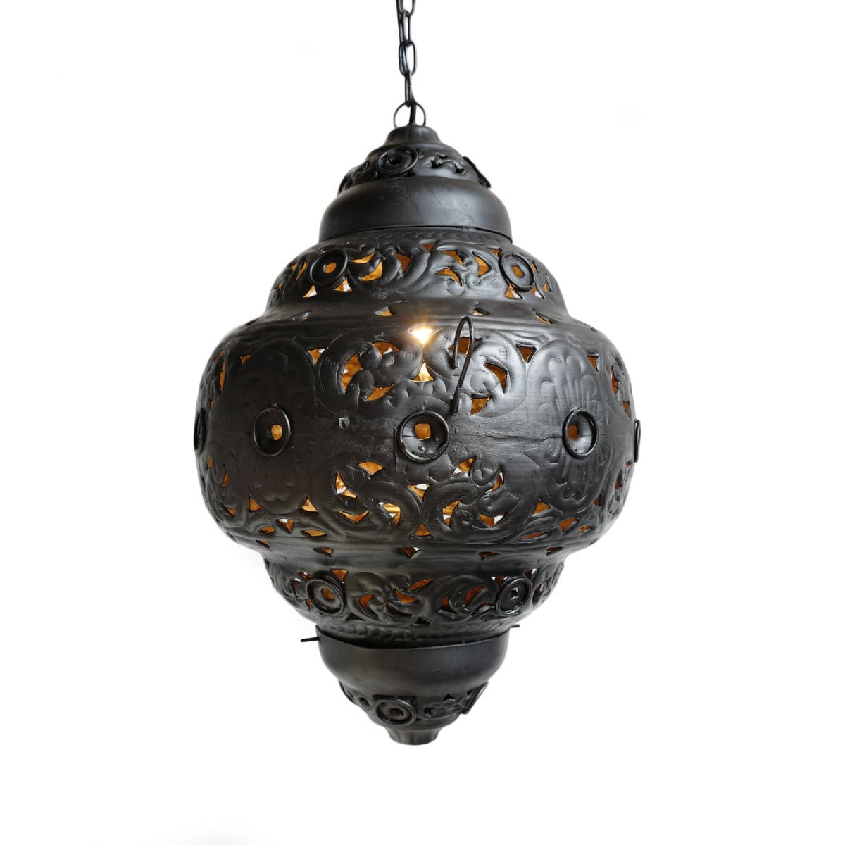 Black Metal Work Lantern Pendant Medium - Thumbnail 2