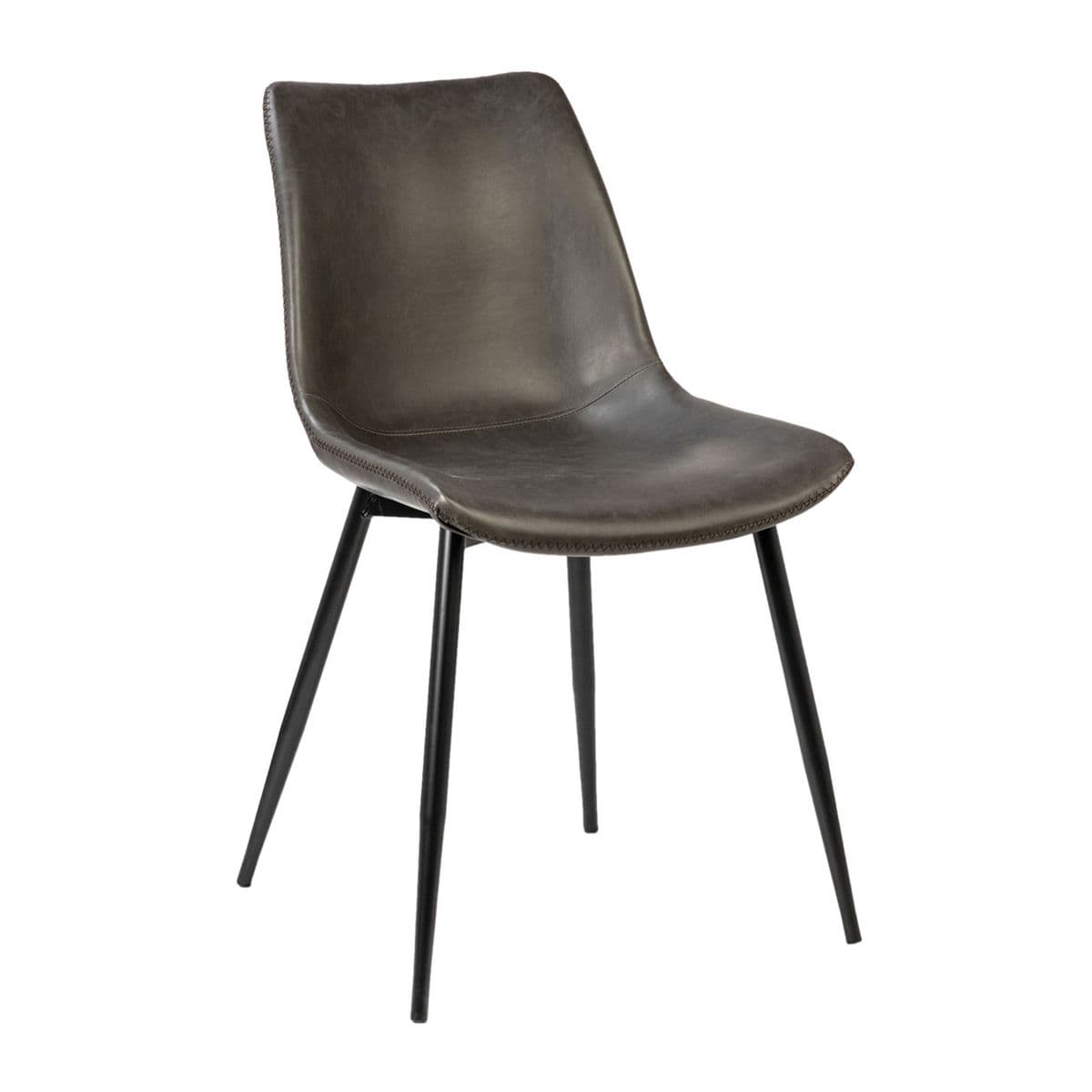 Charcoal Leather Dining Chair - Thumbnail 2