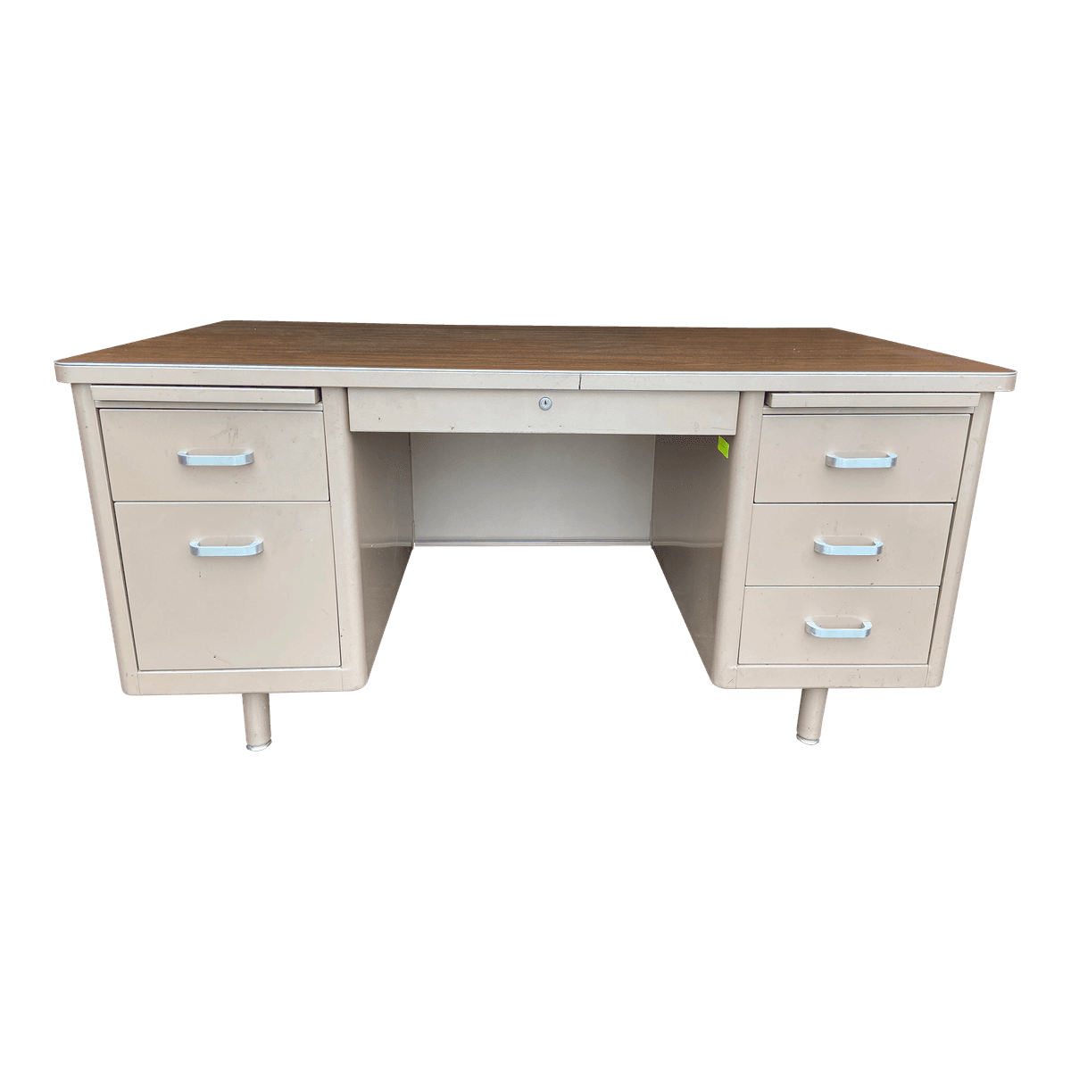 1970s Vintage Mid Century Modern Metal Tanker Desk - Thumbnail 2