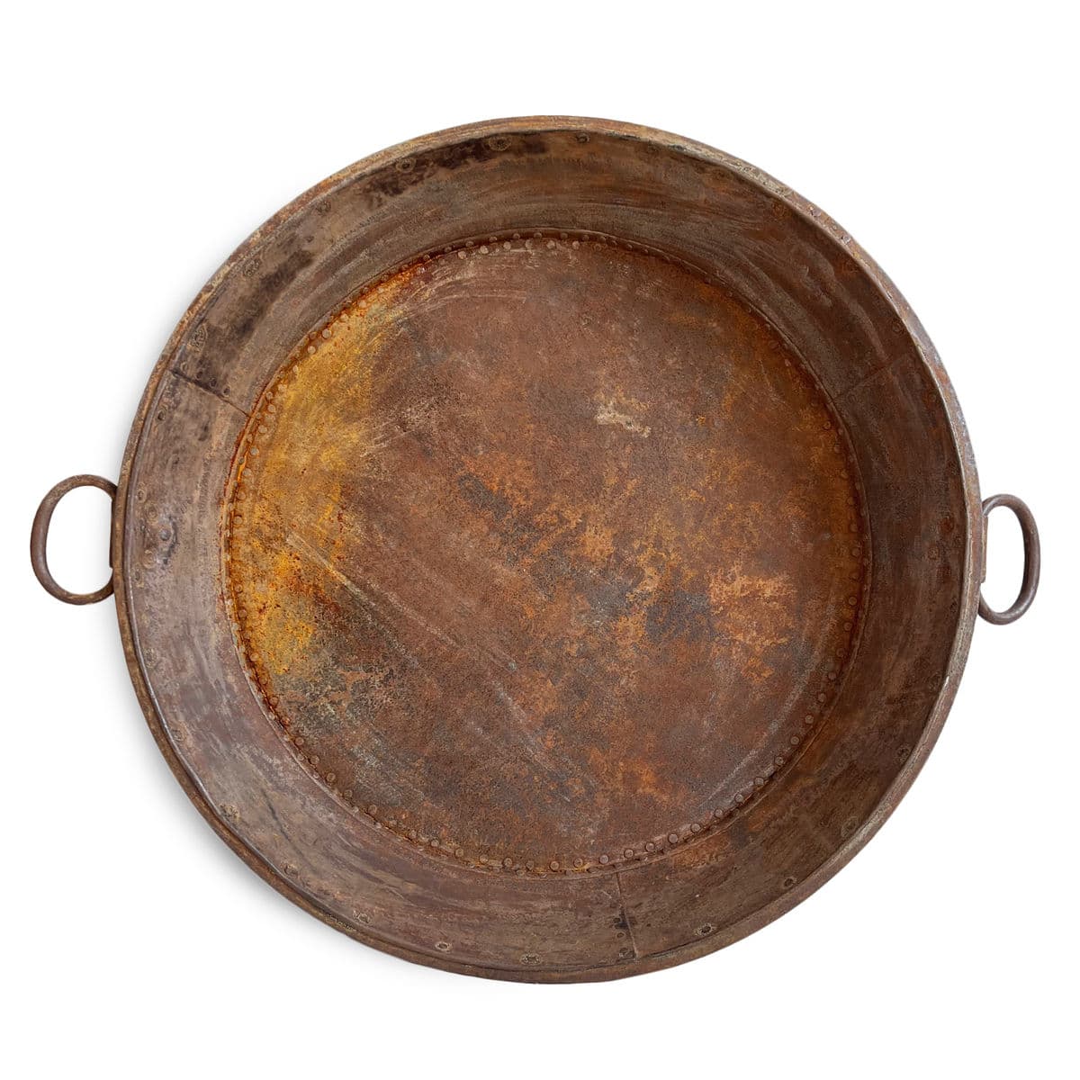 Large Vintage Iron Round Tray Bowl - Thumbnail 2