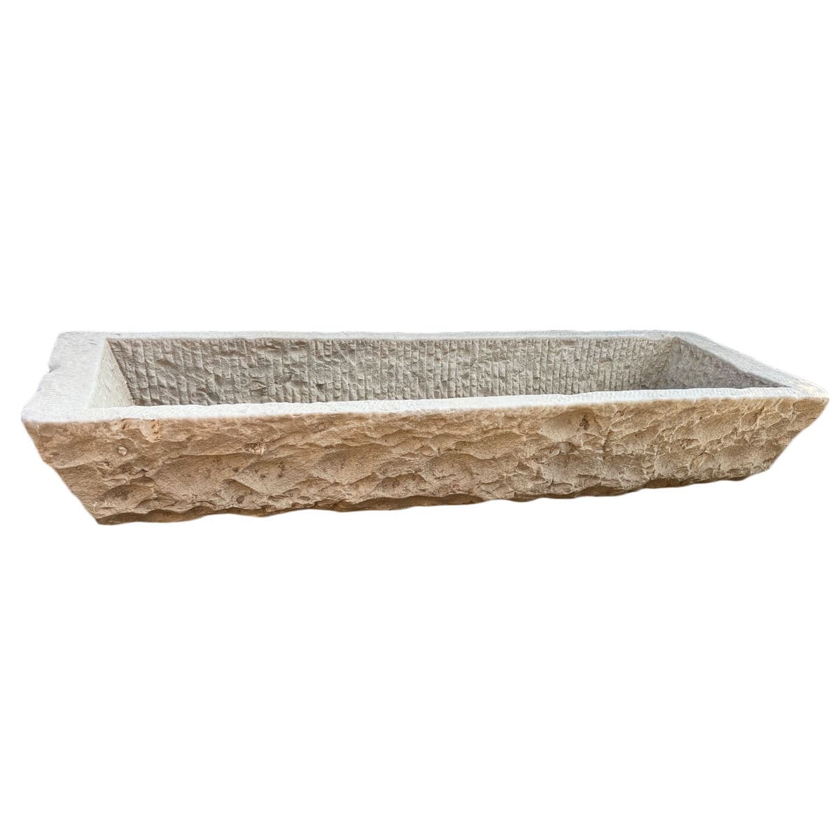 Large Rustic Chiseled Stone Trough - Thumbnail 2