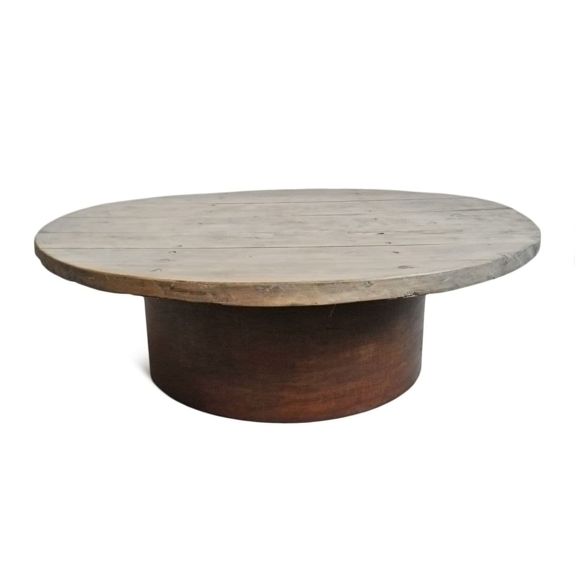 Round Elm & Iron Coffee Table - Thumbnail 2