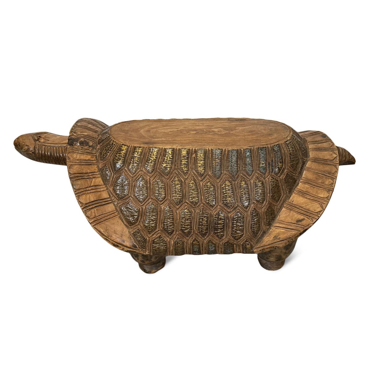 Vintage Burkina Faso Turtle Seat Bench - Thumbnail 2