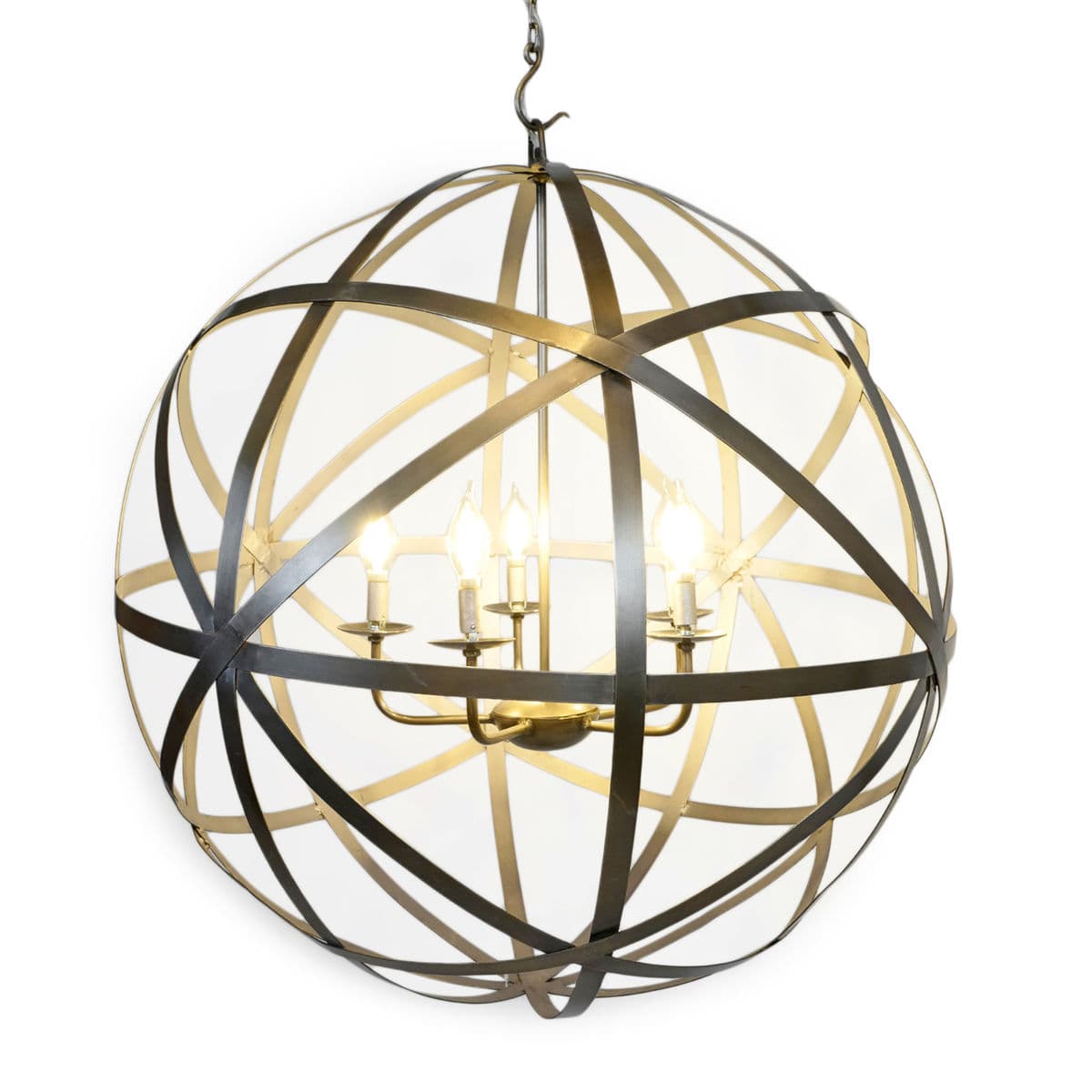 Vintage Iron Orb Strap Chandelier 30 - Thumbnail 2