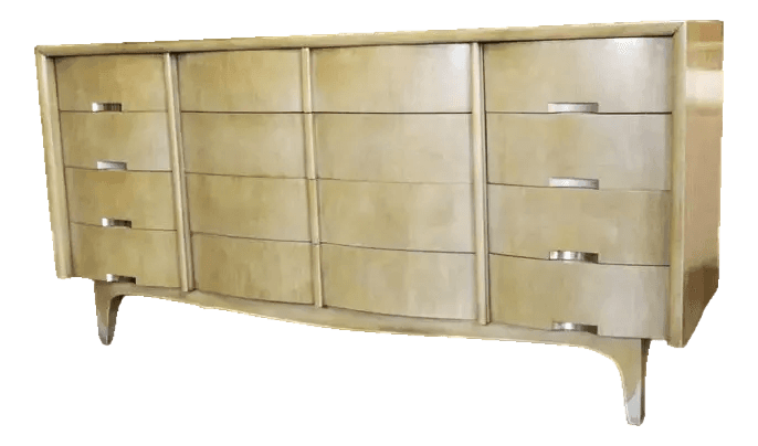 Bleached Mahogany American of Martinsville Fully Restored Credenza or Dresser - Vintage 1950s - Thumbnail 2