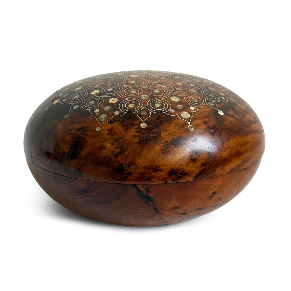 Vintage Inlay Burl Cedar Wood Bowl - Thumbnail 2