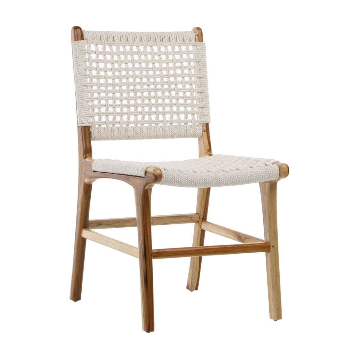White Rope & Teak Dining Chair - Thumbnail 2
