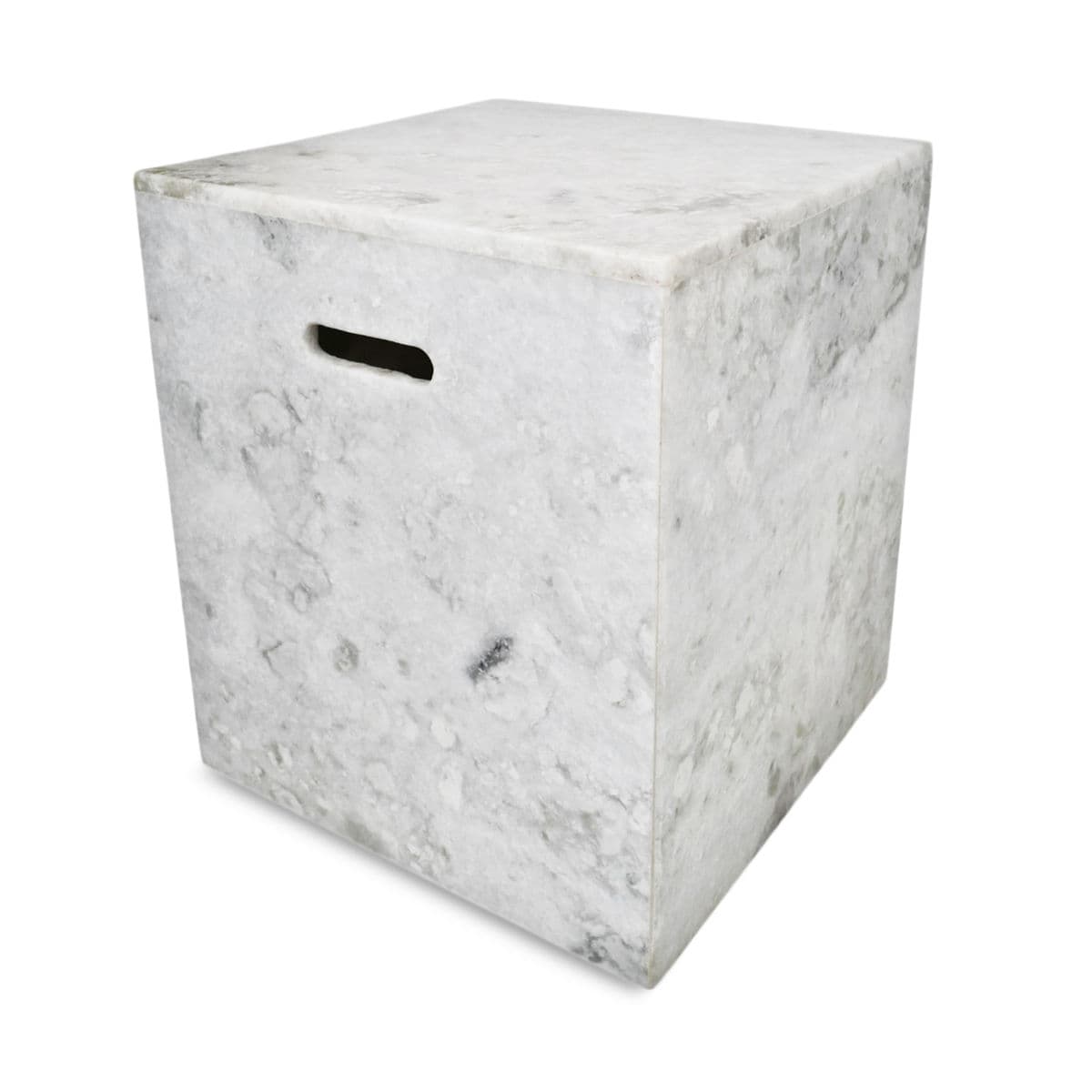 White Grey Marble Cube Stool / Table - Thumbnail 2