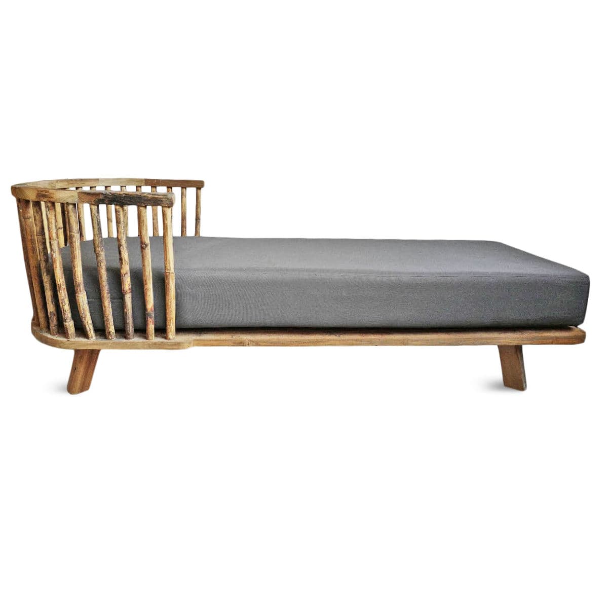 Salvaged Teak & Bamboo Spindle Chaise - Thumbnail 2