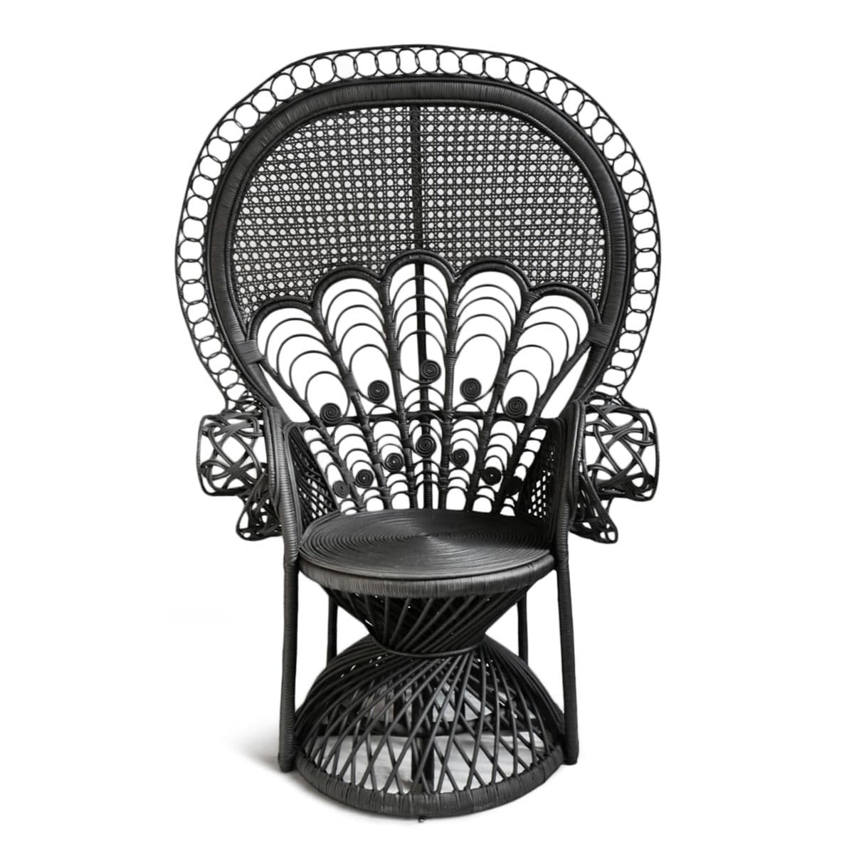 Black Cane Back Peacock Chair - Thumbnail 2