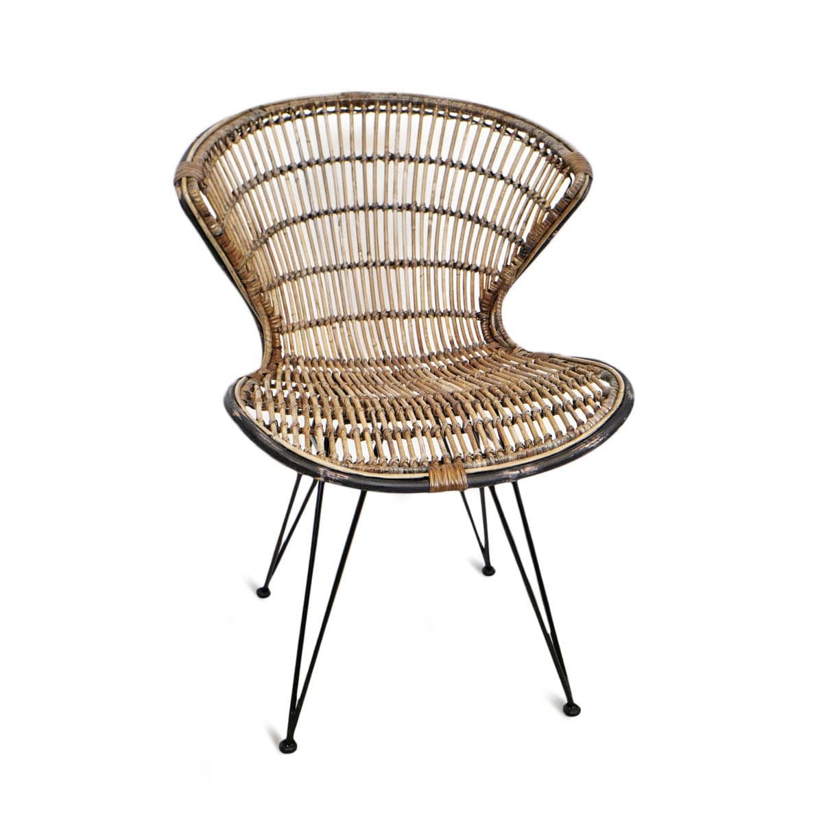 Rattan & Black Scoop Dining Chair - Thumbnail 2