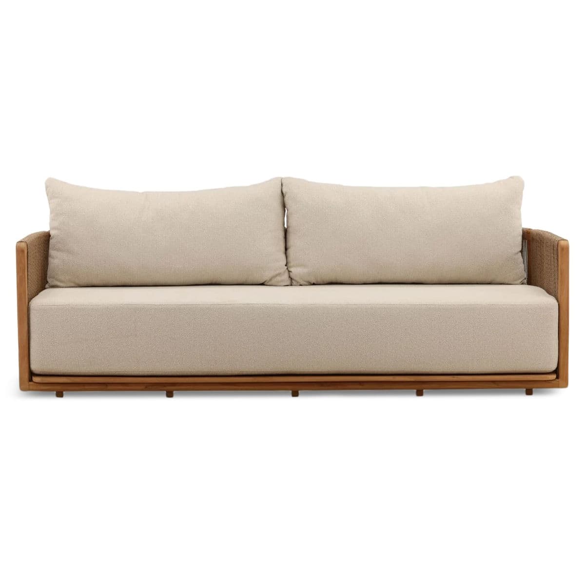 Rope Wrapped Teak Outdoor Sofa - Thumbnail 2