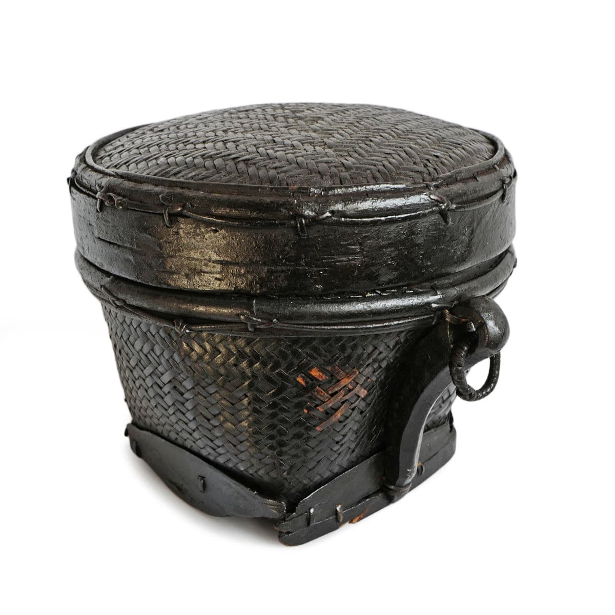 Vintage Round Akha Thai Basket - Thumbnail 2