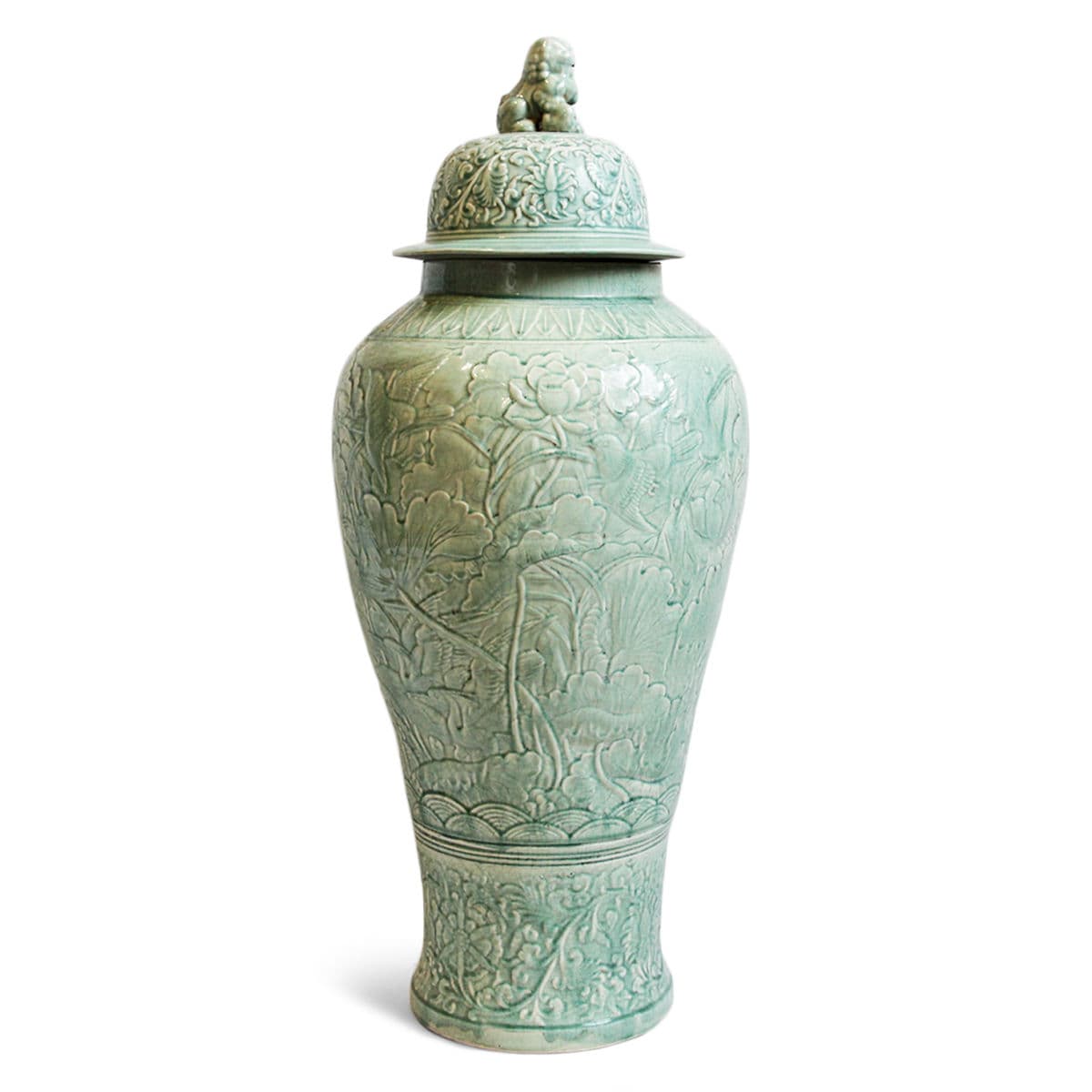 Pale Green Tall Porcelain Urn - Thumbnail 2