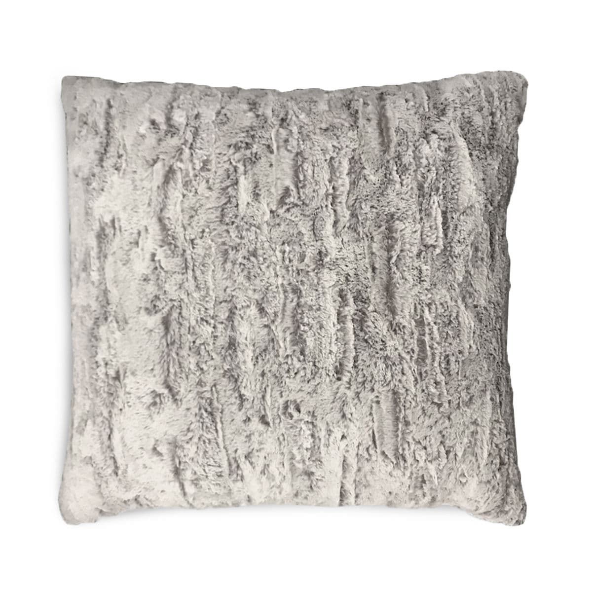 Grey Faux Rabbit Fur Pillow 24 - Thumbnail 2