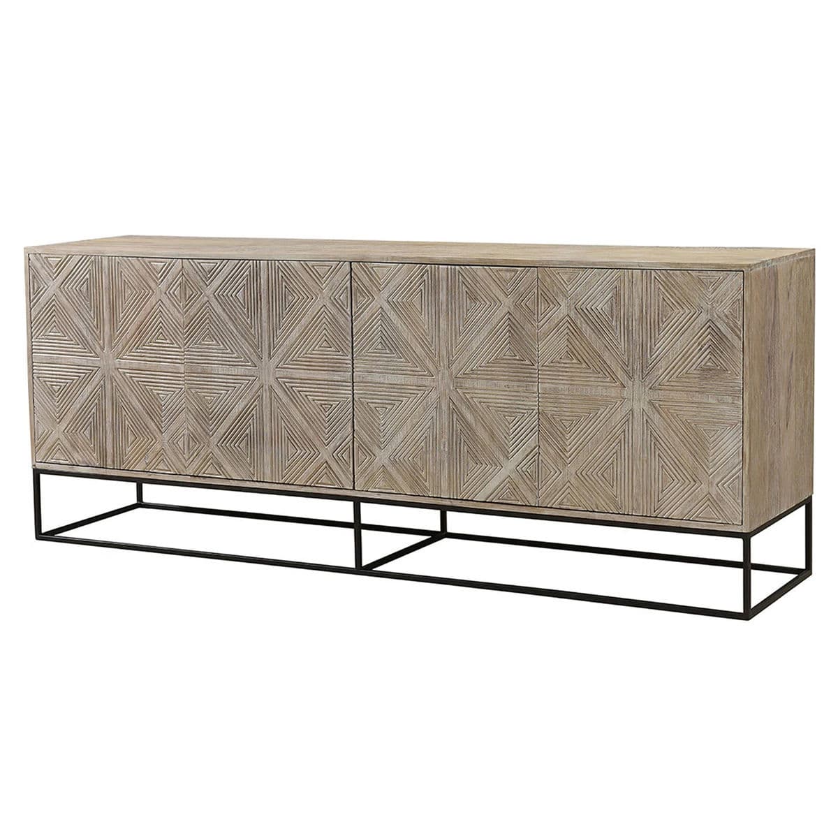Washed Geometric Surfaced Sideboard - Thumbnail 2