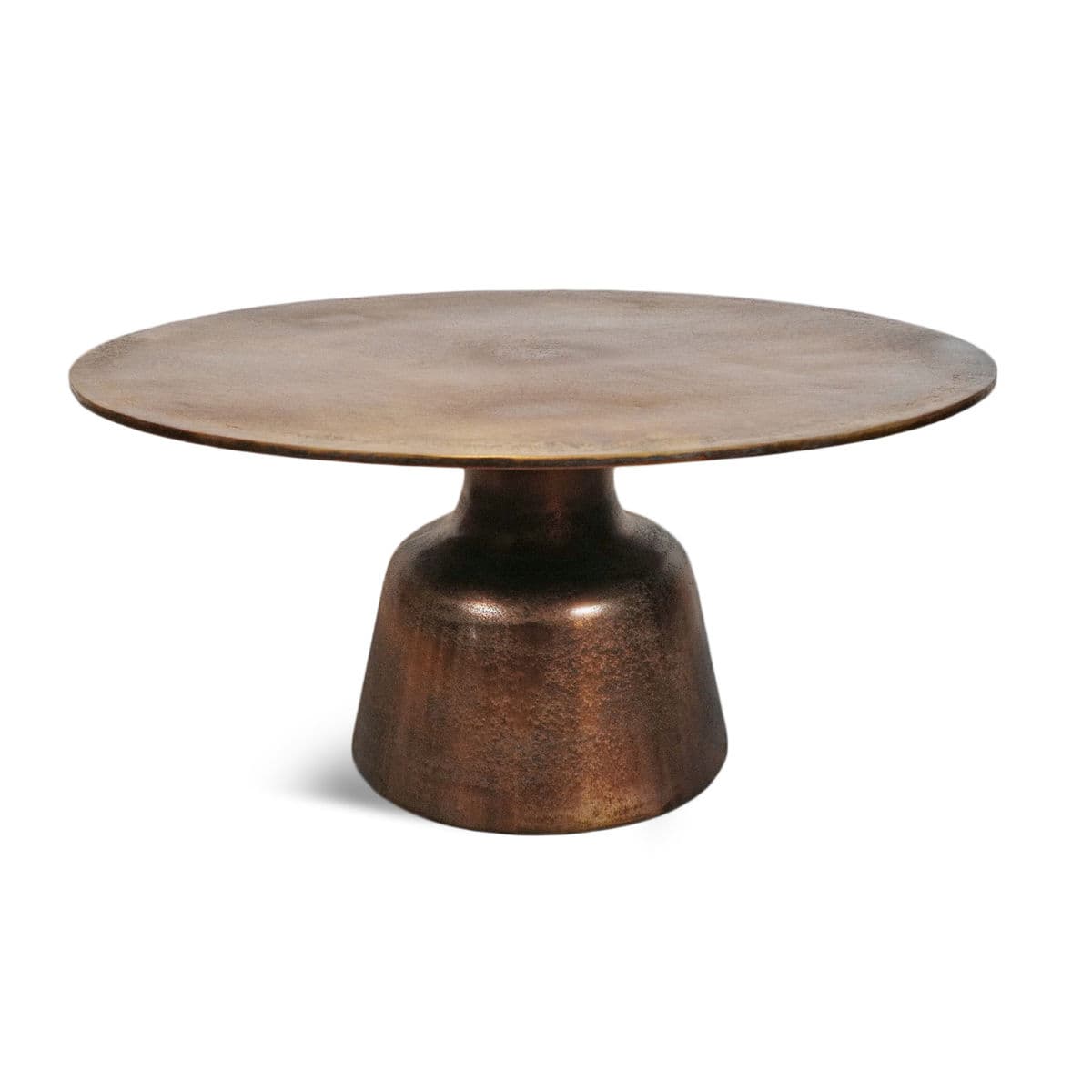 Antiqued Brass Round Coffee Table - Thumbnail 2