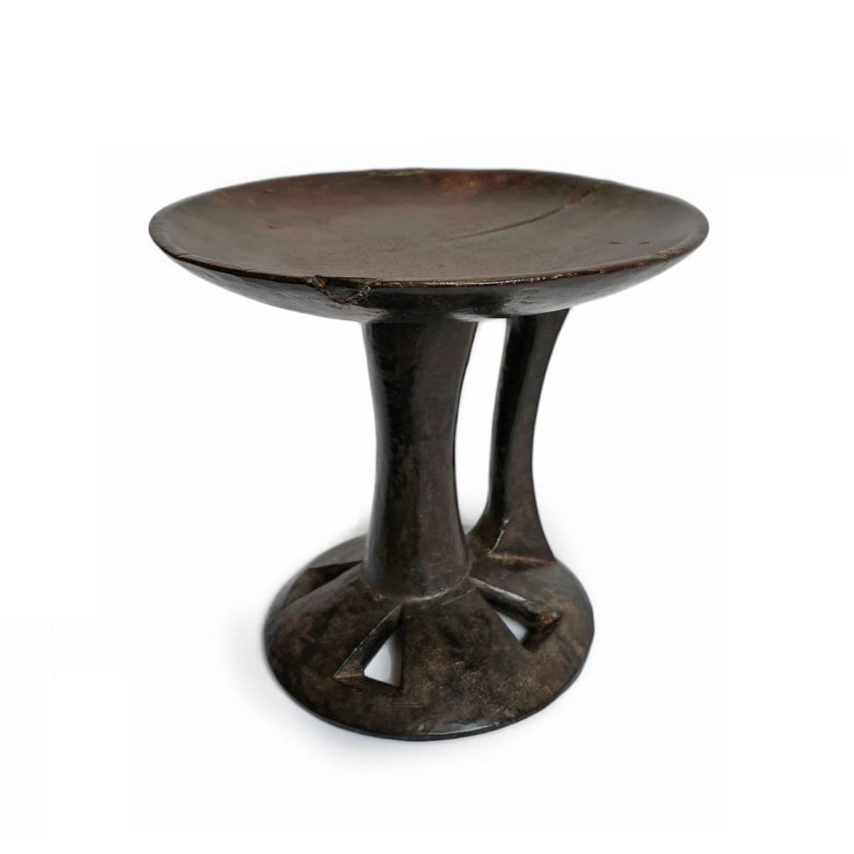 Vintage Nagaland Wood Stand Bowl - Thumbnail 2