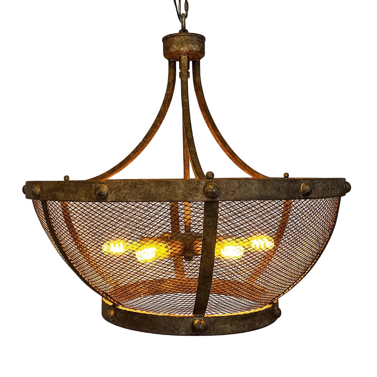 Iron Basket Bowl Chandelier - Thumbnail 2