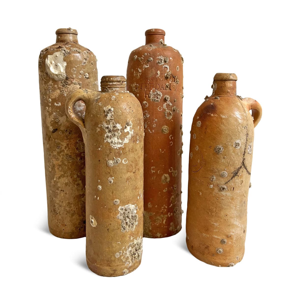 Set of 4 Antique Herzogthum Earthware Bottles - Thumbnail 2