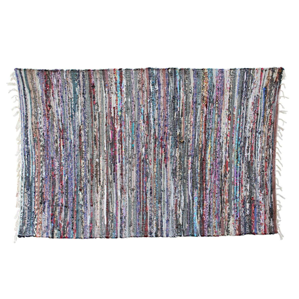 Colorful Striped Sari Rug - Thumbnail 2