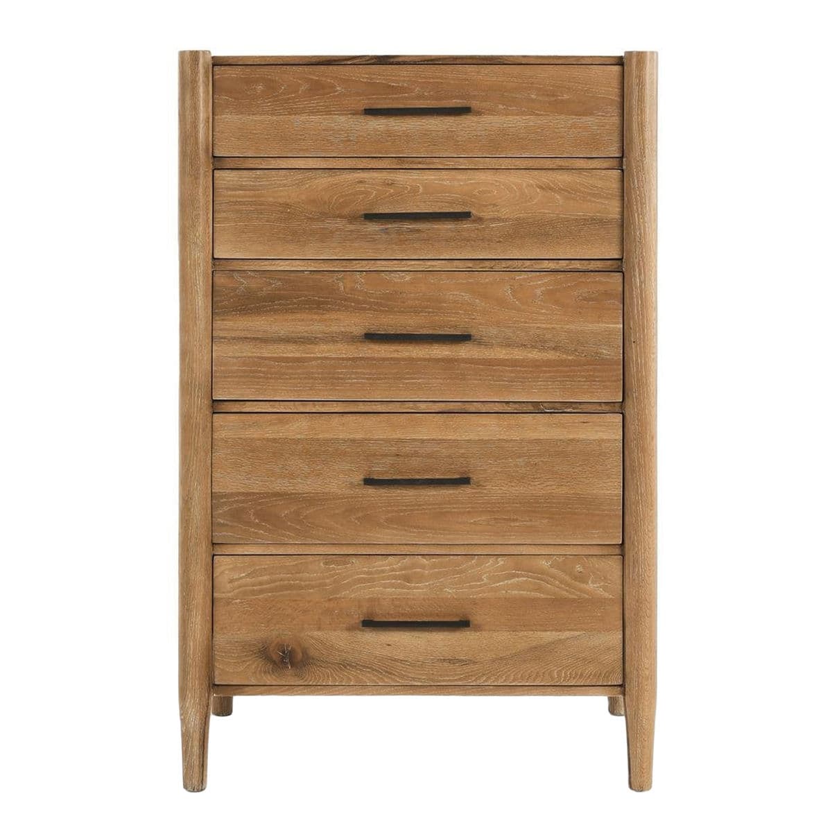 Tall Oak Five-Drawer Dresser - Thumbnail 2