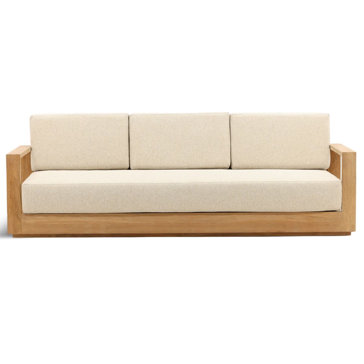 Outdoor Sand & Teak Sofa - Thumbnail 2