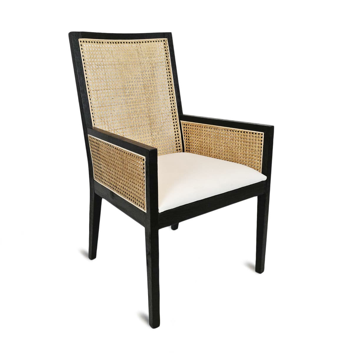Colonial Black & Cane Dining Arm Chair - Thumbnail 2