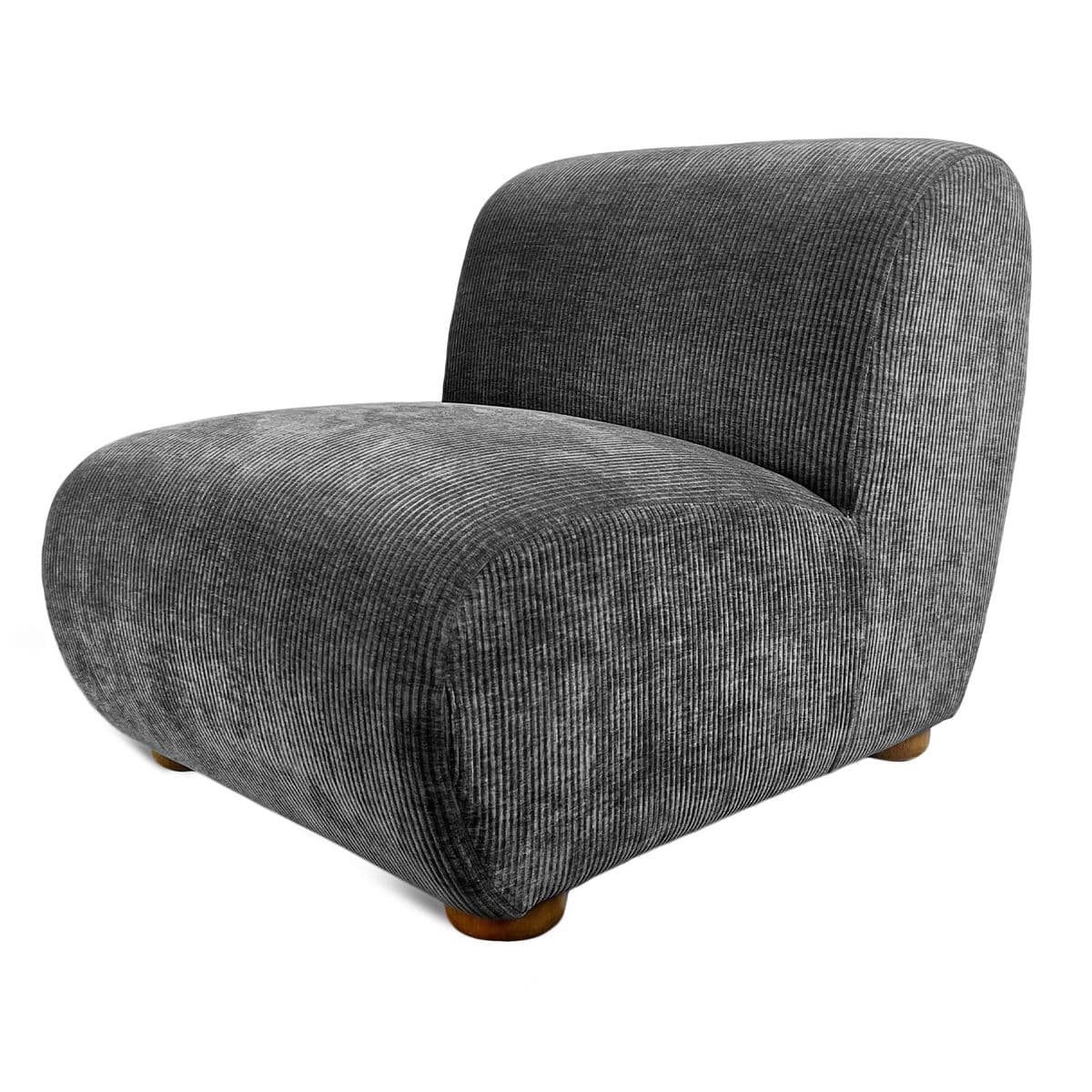 Charcoal Chenille Stripe Slipper Chair - Thumbnail 2