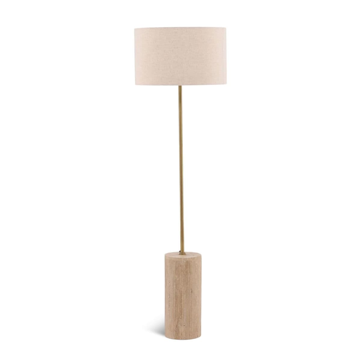 Brass & Travertine Floor Lamp - Thumbnail 2