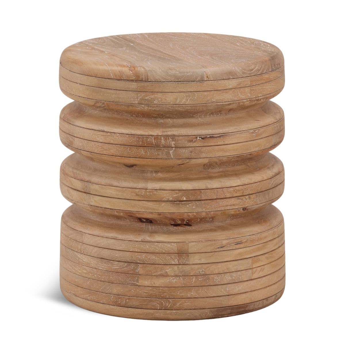 Round Stacked Wood Side Table - Thumbnail 2