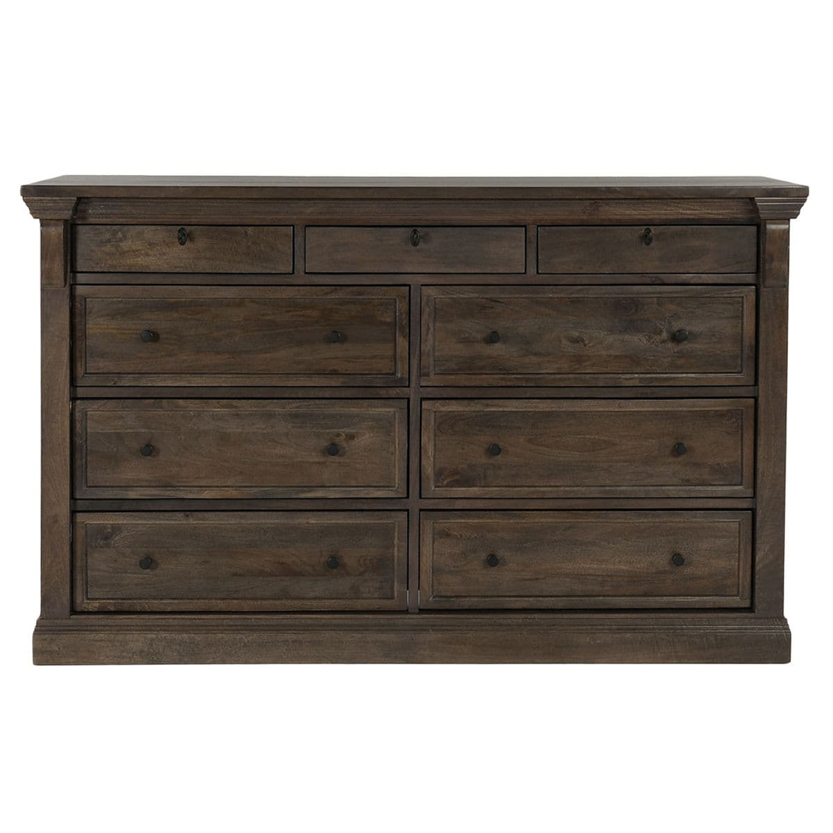 Walnut Stain Large Wood Dresser - Thumbnail 2