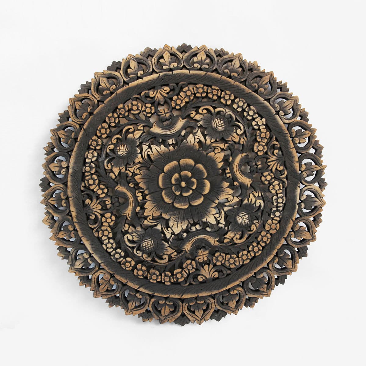 Antique Burn Carved Medallion Panel 24 - Thumbnail 2