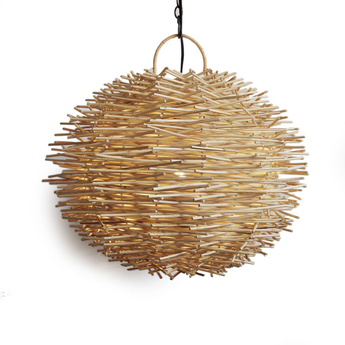 Bird Nest Rattan Globe Lantern Small - Thumbnail 2