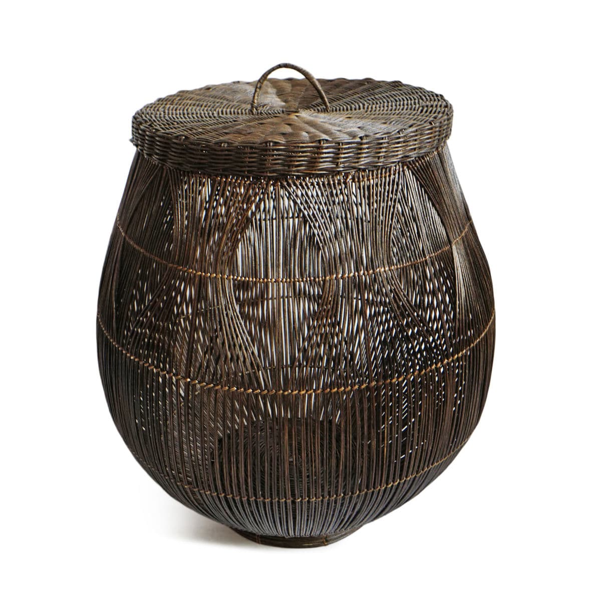 Large Coffee Stained Rattan Basket - Thumbnail 2