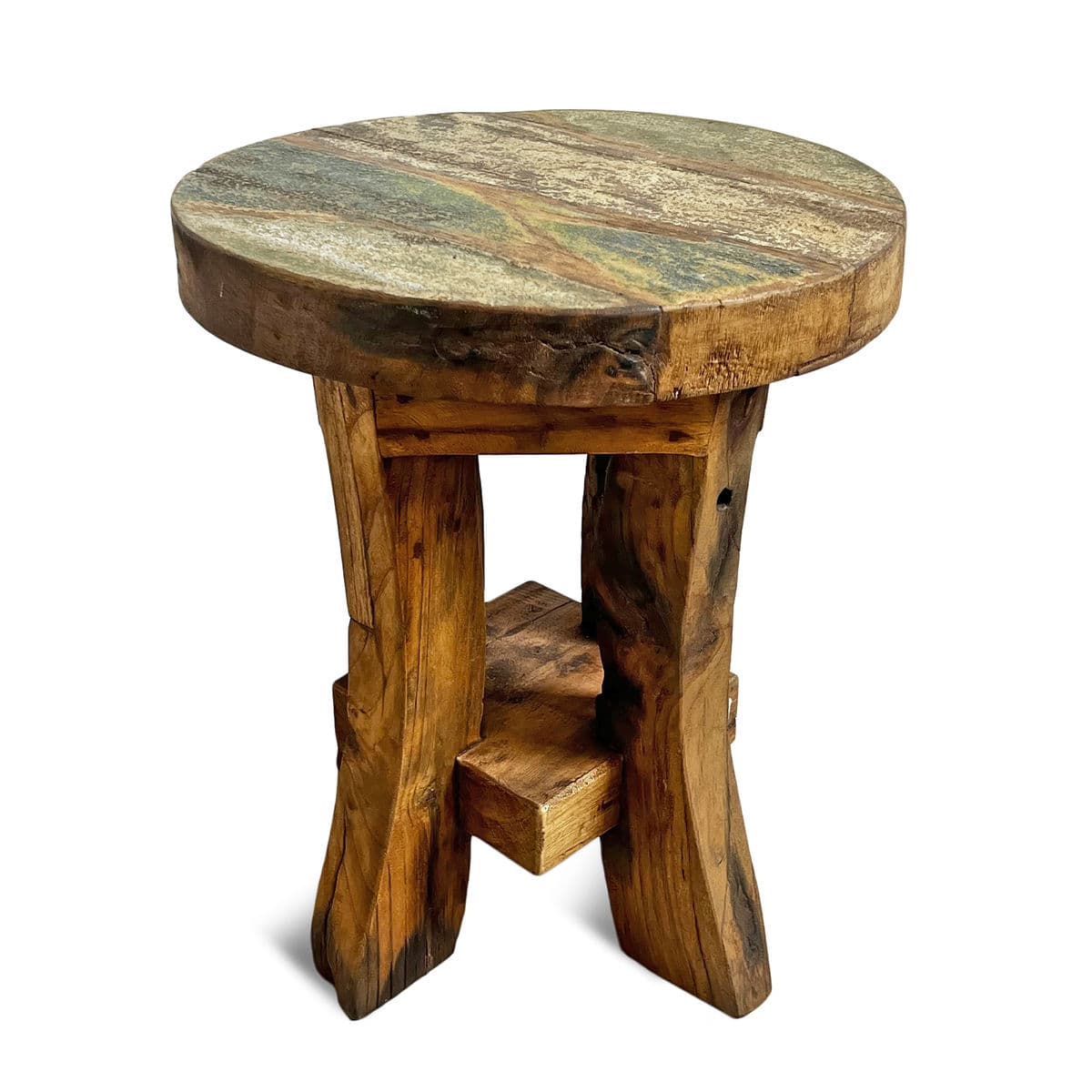 Vintage Boat Wood Stool - Thumbnail 2