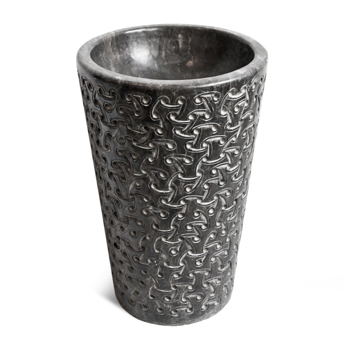 Black Marble Carved Pedestal Sink - Thumbnail 2