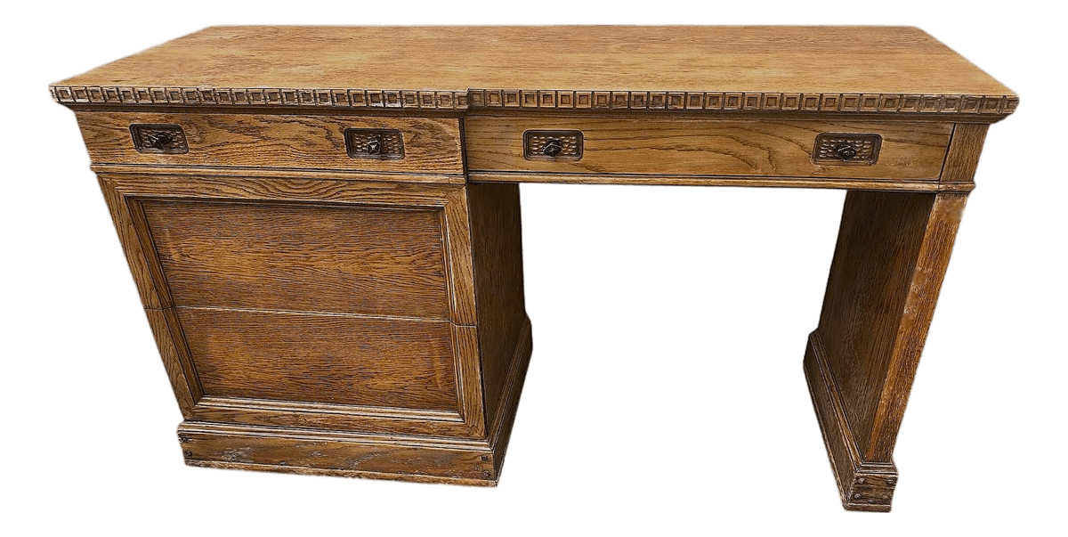 Vintage Romweber Viking Oak Desk - Circa 1960s - Thumbnail 2