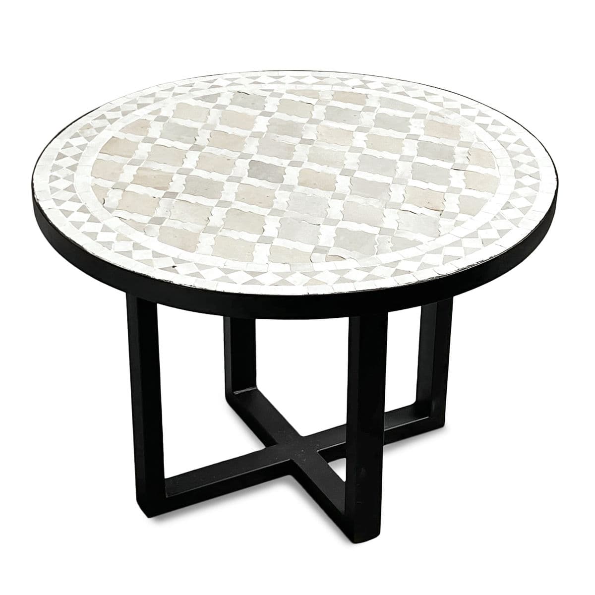 Mosaic Beige & White Side Table - Thumbnail 2